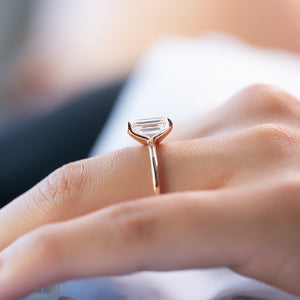 The Ashley Set  With A 2.5 Carat Emerald 14K Rose Gold Moissanite