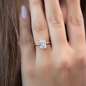 The Ashley Set  With A 2.5 Carat Emerald 14K Rose Gold Moissanite