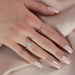 The Ashley Set  With A 2.5 Carat Emerald 14K White Gold Moissanite