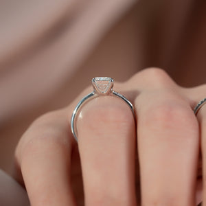 The Ashley Set  With A 2.5 Carat Emerald 14K White Gold Moissanite