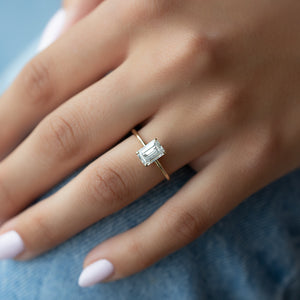 The Ashley Set  With A 2.5 Carat Emerald 14K Yellow Gold Moissanite