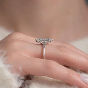 The Ashley Set  With A 2.5 Carat Marquise 18K White Gold Moissanite
