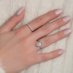 The Ashley Set  With A 2.5 Carat Marquise 18K White Gold Moissanite