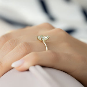 The Ashley Set  With A 2.5 Carat Marquise 14K Yellow Gold Moissanite