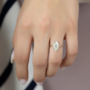 The Ashley Set  With A 2.5 Carat Marquise 14K Yellow Gold Moissanite