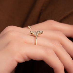 The Ashley Set  With A 2.5 Carat Marquise 14K Yellow Gold Moissanite