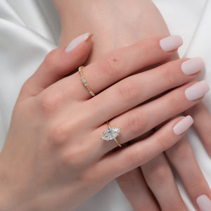 The Ashley Set  With A 2.5 Carat Marquise 14K Yellow Gold Moissanite