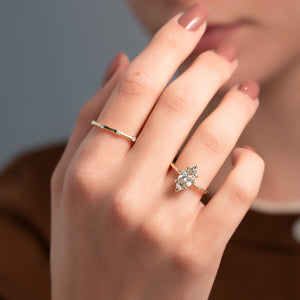 The Ashley Set  With A 2.5 Carat Marquise 14K Yellow Gold Moissanite