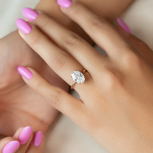 The Ashley Set  With A 2.5 Carat Oval 14K Rose Gold Moissanite