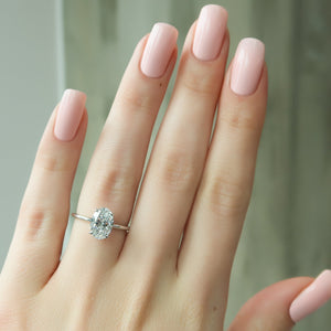 The Ashley Set  With A 2.5 Carat Oval 14K White Gold Moissanite