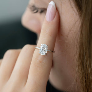 The Ashley Set  With A 2.5 Carat Oval 14K White Gold Moissanite