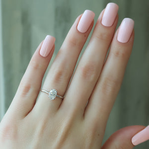 The Ashley Set  With A 2.5 Carat Oval 14K White Gold Moissanite