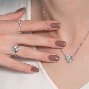 The Ashley Set  With A 2.5 Carat Oval 14K White Gold Moissanite