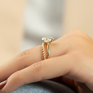 The Ashley Set  With A 2.5 Carat Oval 18K Yellow Gold Moissanite