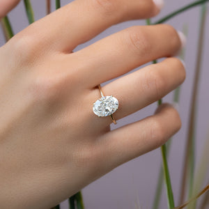 The Ashley Set  With A 2.5 Carat Oval 18K Yellow Gold Moissanite