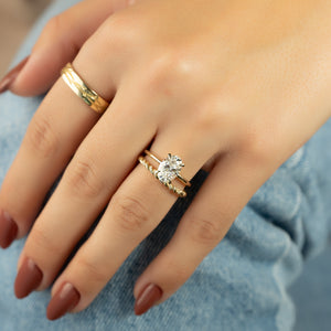 The Ashley Set  With A 2.5 Carat Oval 18K Yellow Gold Moissanite