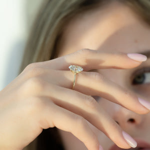 The Ashley Set  With A 2.5 Carat Oval 18K Yellow Gold Moissanite