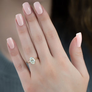 The Ashley Set  With A 2.5 Carat Oval 18K Yellow Gold Moissanite