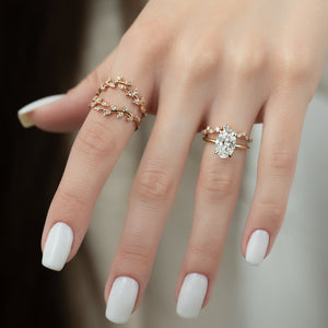 The Ashley Set  With A 2.5 Carat Oval 18K Yellow Gold Moissanite