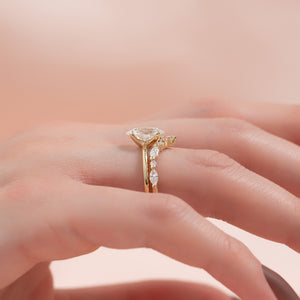 The Ashley Set  With A 2.5 Carat Oval 18K Yellow Gold Moissanite