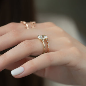 The Ashley Set  With A 2.5 Carat Oval 18K Yellow Gold Moissanite