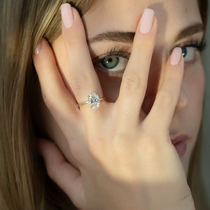 The Ashley Set  With A 2.5 Carat Oval 18K Yellow Gold Moissanite