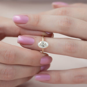 The Ashley Set  With A 2.5 Carat Oval 18K Yellow Gold Moissanite