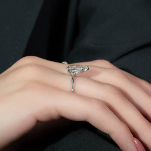 The Ashley Set  With A 2.5 Carat Pear 14K White Gold Moissanite