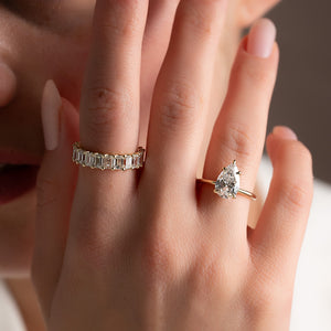The Ashley Set  With A 2.5 Carat Pear 14K Yellow Gold Moissanite
