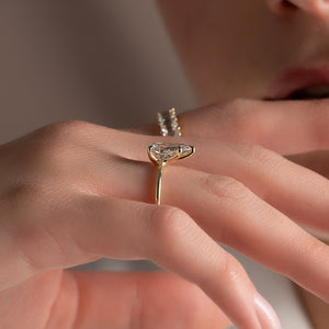 The Ashley Set  With A 2.5 Carat Pear 14K Yellow Gold Moissanite
