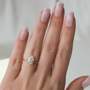 The Ashley Set  With A 2.5 Carat Pear 14K Yellow Gold Moissanite