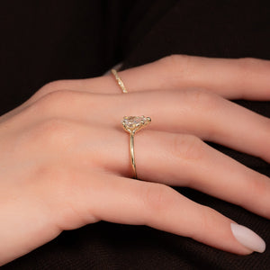 The Ashley Set  With A 2.5 Carat Pear 14K Yellow Gold Moissanite