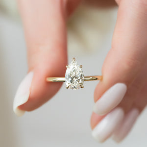 The Ashley Set  With A 2.5 Carat Pear 14K Yellow Gold Moissanite
