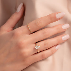 The Ashley Set  With A 2.5 Carat Pear 14K Yellow Gold Moissanite
