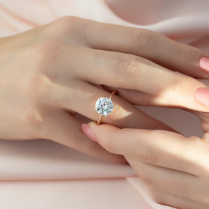 The Ashley Set  With A 4.5 Carat Round 14K Rose Gold Moissanite