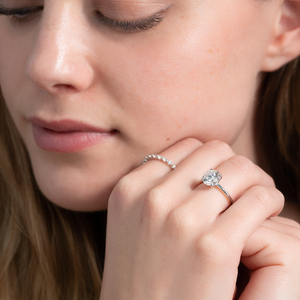 The Ashley Set  With A 1.5 Carat Round 14K White Gold Moissanite