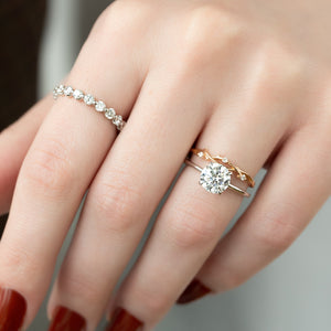 The Ashley Set  With A 1.5 Carat Round 14K White Gold Moissanite