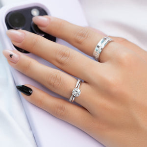 The Ashley Set  With A 1.5 Carat Round 14K White Gold Moissanite