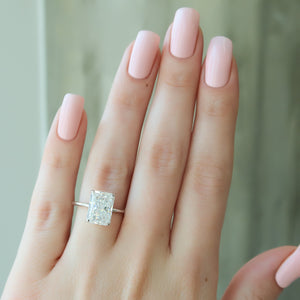 The Ashley Set  With A 4.5 Carat Radiant 14K White Gold Moissanite