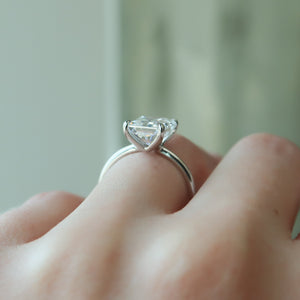 The Ashley Set  With A 4.5 Carat Radiant 14K White Gold Moissanite