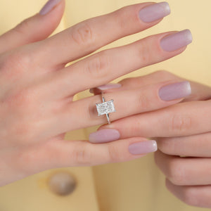 The Ashley Set  With A 4.5 Carat Radiant 14K White Gold Moissanite