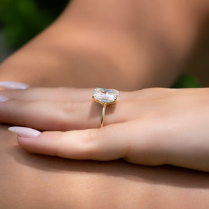 The Ashley Set  With A 2.5 Carat Radiant 18K Yellow Gold Moissanite
