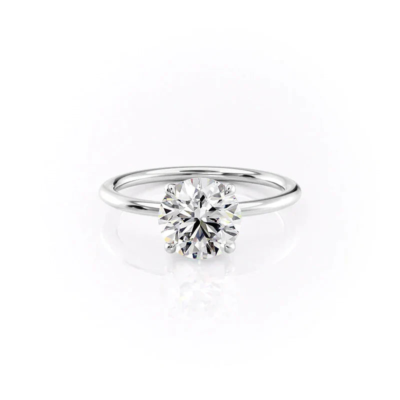 The Pave Ashley Set  With A 4 Carat Emerald 14K White Gold Moissanite