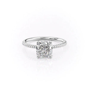 The Ashley Set With A 1 Carat Cushion 18K White Gold Lab Diamond
