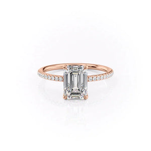 The Ashley Set  With A 1.5 Carat Emerald 14K Rose Gold Moissanite
