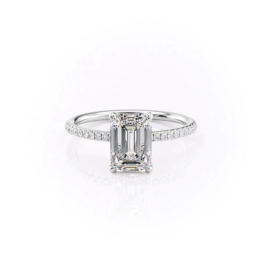The Ashley Set With A 1 Carat Emerald 18K White Gold Lab Diamond