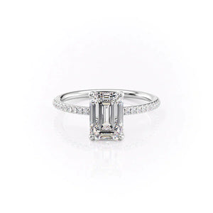 The Ashley Set With A 1 Carat Emerald 18K White Gold Lab Diamond