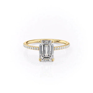 The Ashley Set With A 1 Carat Emerald 18K Yellow Gold Lab Diamond