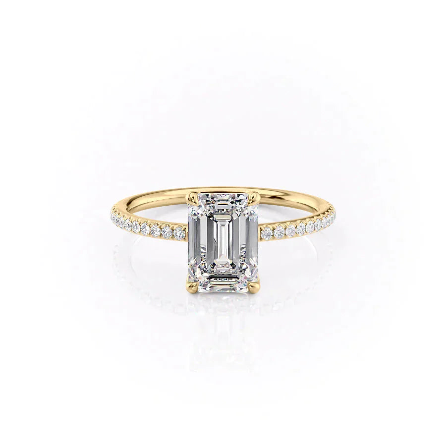 The Ashley Set With A 1 Carat Emerald 14K Yellow Gold Lab Diamond