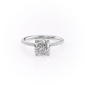 The Pave Ashley Set With A 2.5 Carat Cushion 14K White Gold Lab Diamond